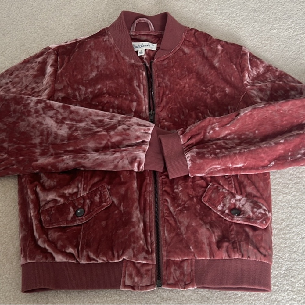 Rose Velveteen Bomber Jacket
